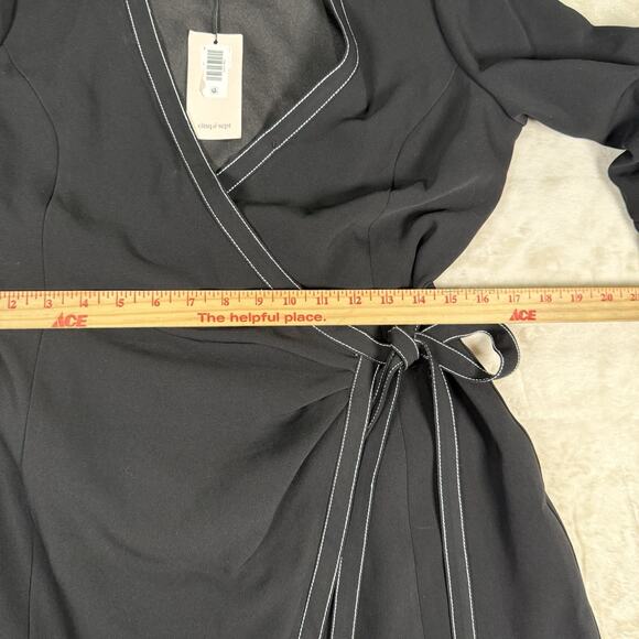 NWT Cinq A Sept BLACK Chelsea Mini Wrap Dress 1/2 Sleeve Women's Size 6 US - Picture 12 of 13